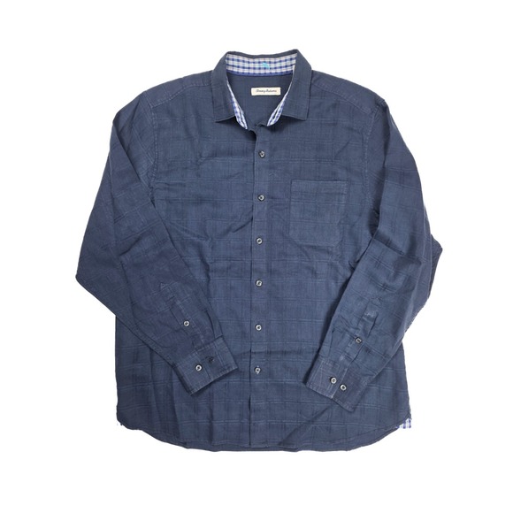 Tommy Bahama Bue Linen Blend Chest Pocket Button Up L/S Shirt Men's Size Large - Picture 1 of 4
